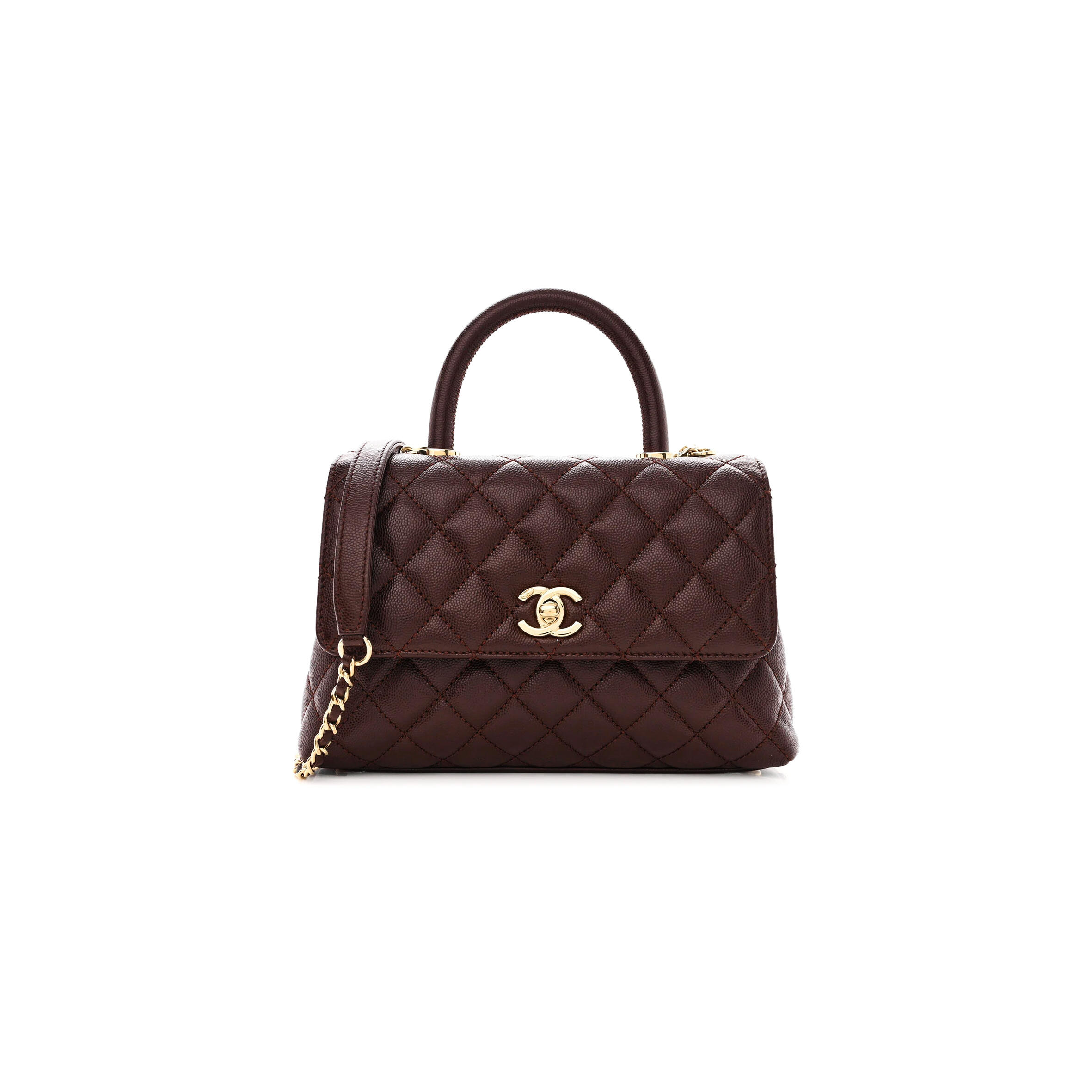 CHANEL MASTER QUILTED CAVIAR SMALL COCO TOP HANDLE BAG AS92990 (24*14*10cm)